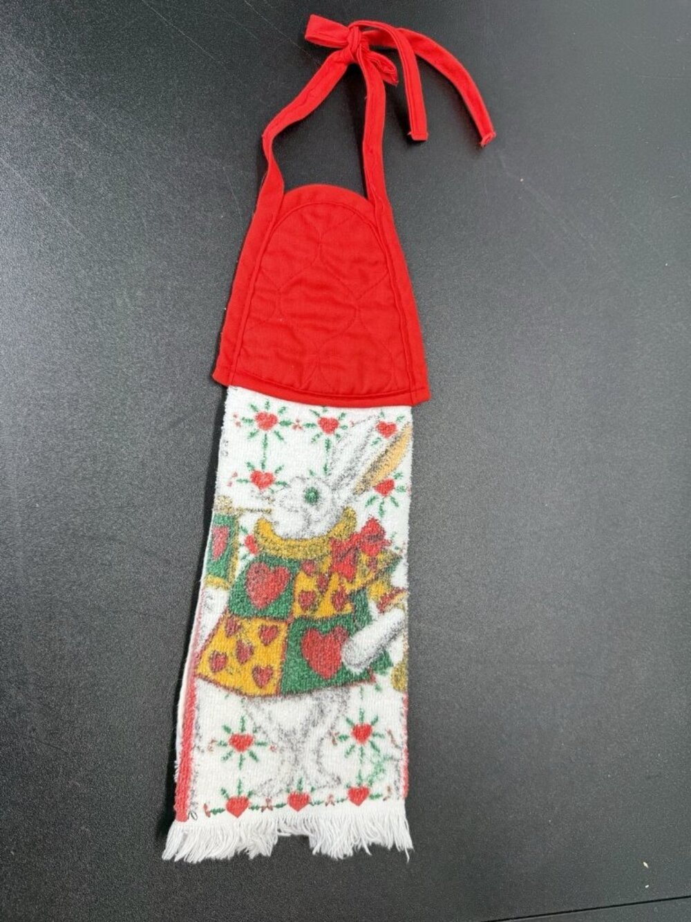 Vintage Hanging Christmas Kitchen Towel White Rabbit From Alice In Wonderland